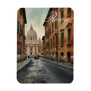 Ímã Estilo Vintage Roma Viagem Italiana Aquarela