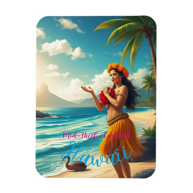 Ímã Estilo Vintage Viagem Honolulu Hula Girl Havaiana (Vertical)