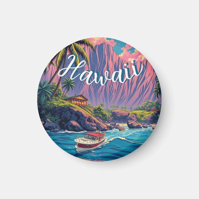 Imã Estilo Vintage Viagem Honolulu Médio Havaiano - Pa (Frente)