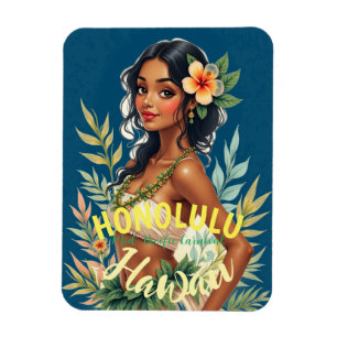 Ímã Estilo Vintage Viagem Honolulu Médio Havaiano - Pa