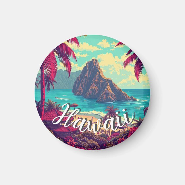 Imã Estilo Vintage Viagem Honolulu Médio Havaiano - Pa (Frente)