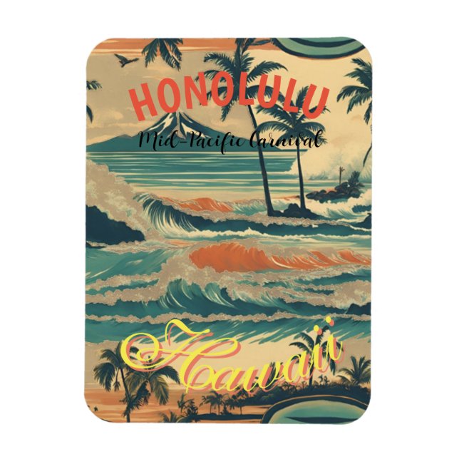 Ímã Estilo Vintage Viagem Honolulu Médio Havaiano - Pa (Vertical)