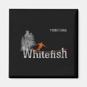 Imã Estilo Whitefish Montana Vintage Skiing, 1980