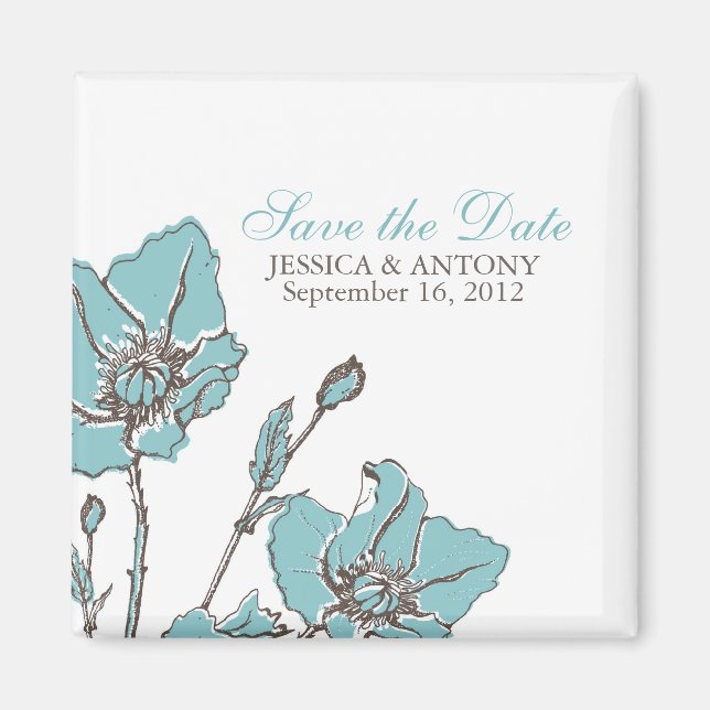 Imã Estilos Azuis para Casamento (Frente)