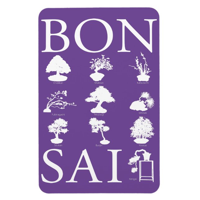 Ímã Estilos Básicos da Árvore Bonsai (Vertical)