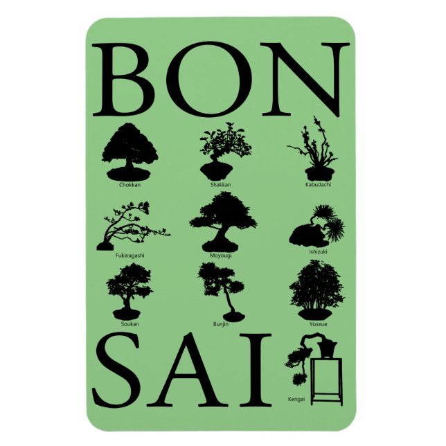 Ímã Estilos Básicos da Árvore Bonsai (Vertical)