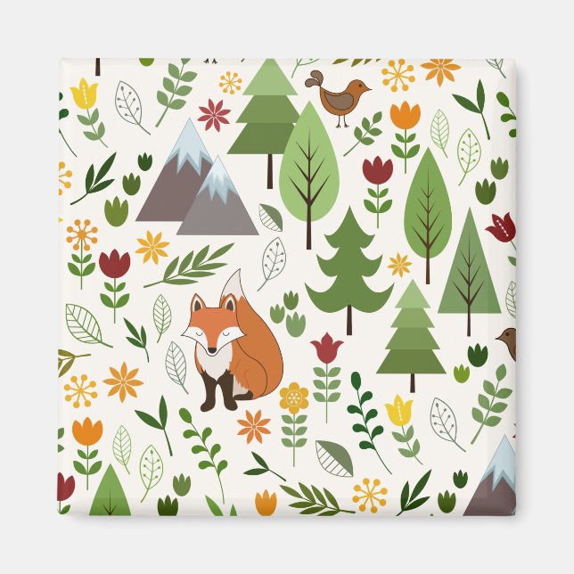 Imã Estilos escandinavos Ilustrações em Padrão de Crem (Frente)