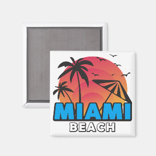 Imã Estiloso Retro Viagem à Praia de Miami 