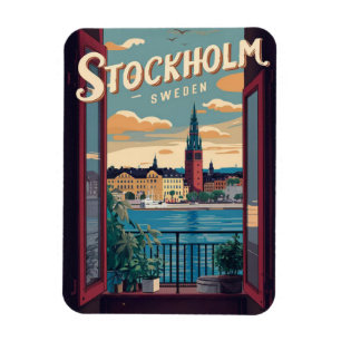 Ímã estocolmo suécia viagem vintage vista da varanda p