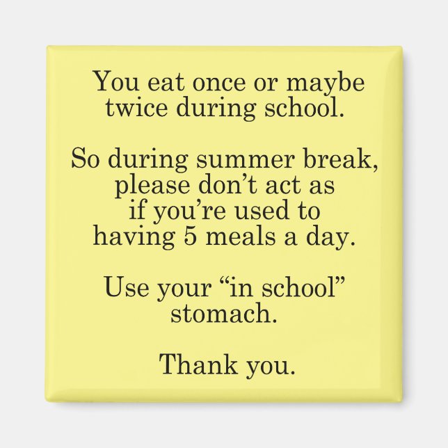 Imã Estômago Escolar Para O Verão (Frente)