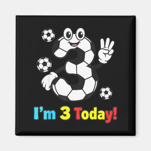 Imã Estou 3 Hoje Desenho Animado de Futebol Fofo Anive