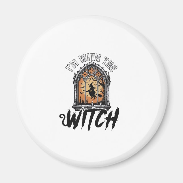 Imã Estou Com A Bruxa Vintage Halloween (Frente)