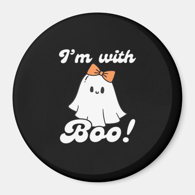 Imã Estou Com Boo Divertido Retro (Frente)