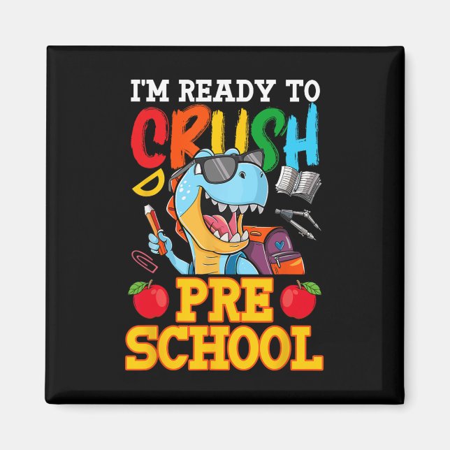 Imã Estou Pronto Para Dominar o T Rex Pré-Escolar Prim (Frente)