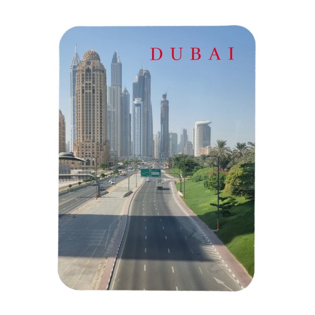 Ímã Estrada do Dubai e edifícios veem imã de geladeira (Vertical)