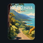 Ímã Estrada para Hana Maui Hawaii Viagem Art Vintage<br><div class="desc">Estrada para Hana num estilo de arte vetorial. A autoestrada Hana é um trecho de 64, 4 milhas de extensão das rotas 36 e 360 do Havaí que liga Kahului à cidade de Hana,  no leste de Maui.</div>