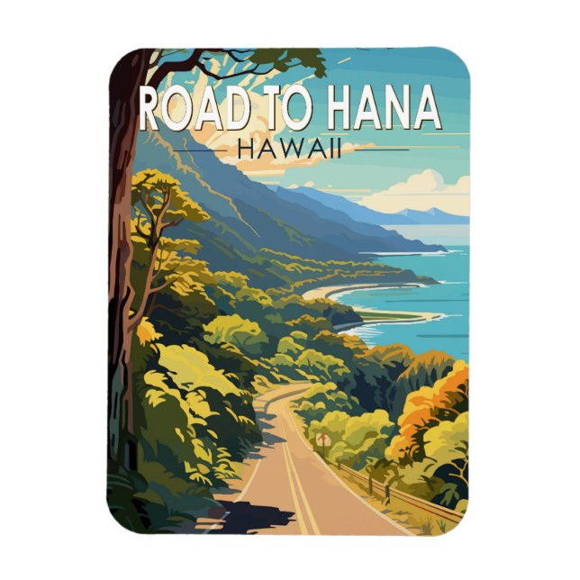 Ímã Estrada para Hana Maui Hawaii Viagem Art Vintage (Vertical)