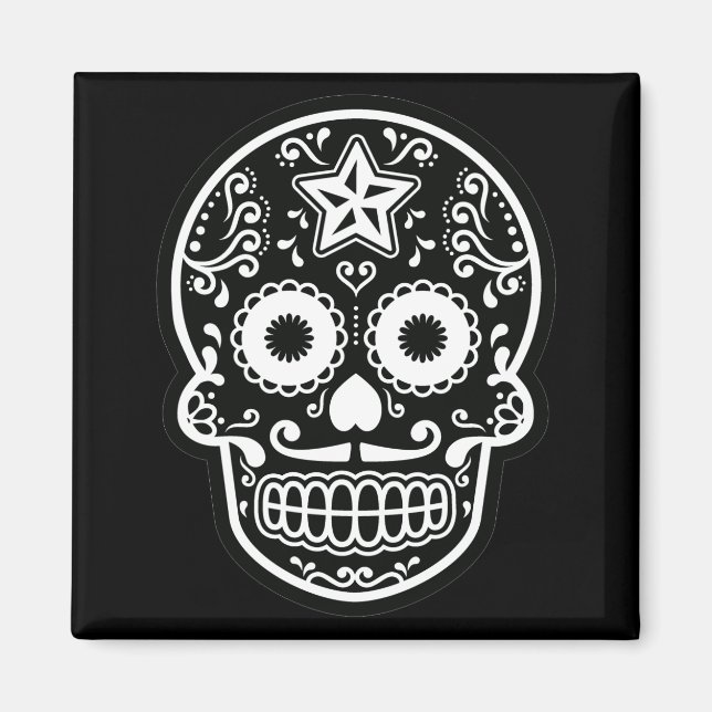Imã Estrela de Açúcar Preto e Branco (Frente)