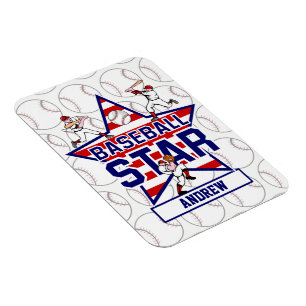 Ímã Estrela de Baseball Personalizada e listras