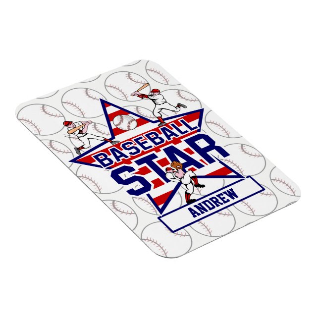 Ímã Estrela de Baseball Personalizada e listras (Lado Direito)