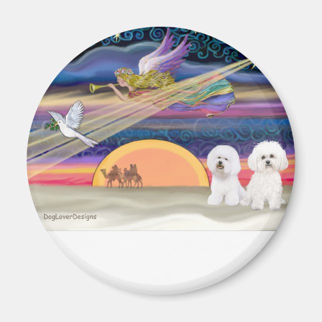 Imã Estrela de Natal - Bichon Frise (dois) (Frente)