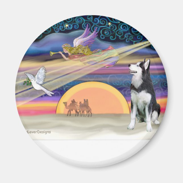 Imã Estrela de Natal - Husky Siberiano 1 (Frente)