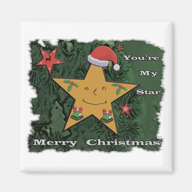 Imã Estrela de pão de Natal feliz (Frente)