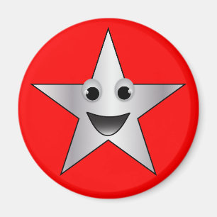 Imã Estrela de prata com cara de sorriso