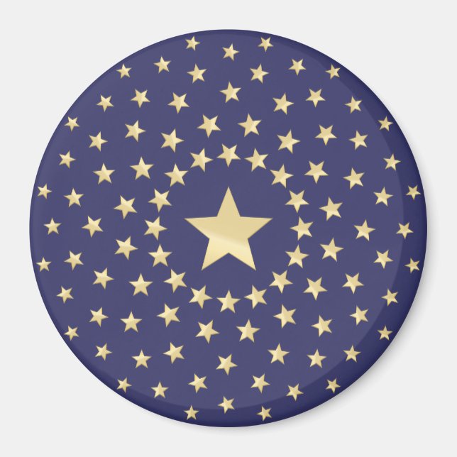 Imã Estrela Grande Ouro circular por estrelas menores (Frente)
