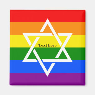 Imã Estrela Judaica Gay do Arco-Íris com Bandeja Bonit