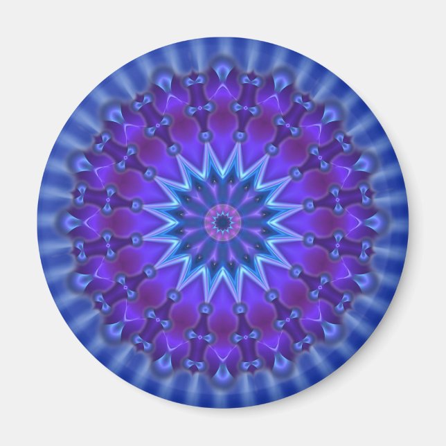 Imã Estrela Mandala em azul | flor real (Frente)