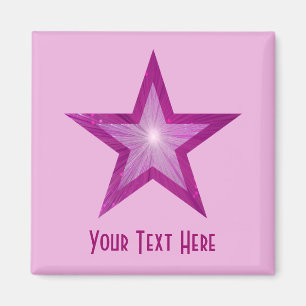 Imã Estrela Rosa 'Seu Texto' magnet quadrado rosa páli