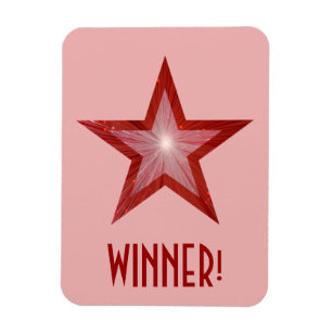 Ímã Estrela vermelha "vencedor!" rosa flexível do ím
