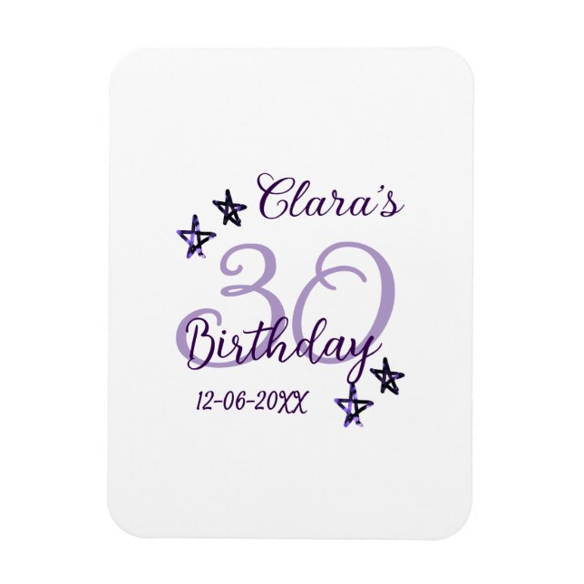 Ímã Estrelas brilhantes roxas retro moderno aniversári (Vertical)
