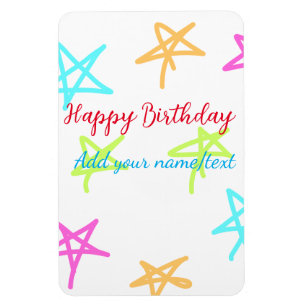 Ímã Estrelas coloridas feliz aniversário adicionar nom