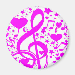 Imã Estrelas,Corações e notas musicais-Rosa_