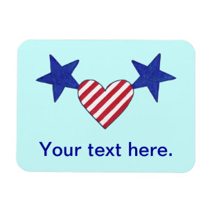 Ímã Estrelas de Coração Azul Vermelho e Listras de M