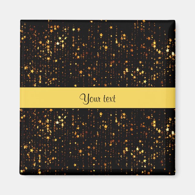 Imã Estrelas de Natal Douradas e brilhantes (Frente)