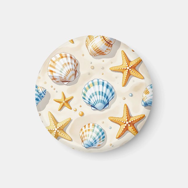 Imã Estrelas-do-Mar Conchas Marinhas Padrão de Praia (Frente)
