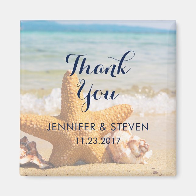 Imã Estrelas-do-mar e Conchas na PraiaObrigado (Frente)