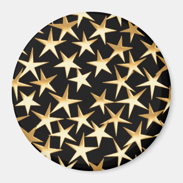 Imã estrelas Douradas sobre fundo preto (Frente)
