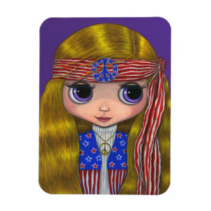 Ímã Estrelas e Stripes de Hippie de Olhos Grandes Boni