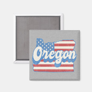 Imã Estrelas e Stripes Retroativas Silhouette Oregon