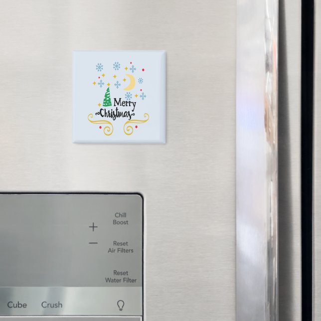 Imã Estrelas, lua, flocos de neve e Feliz Natal, ZSSG (In Situ (Fridge))