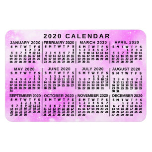 Ímã Estrelas mensais da aguarela do rosa do calendári