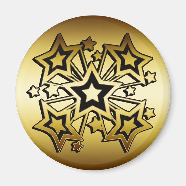 IMÃ ESTRELAS PRETAS E DOURADAS (Frente)