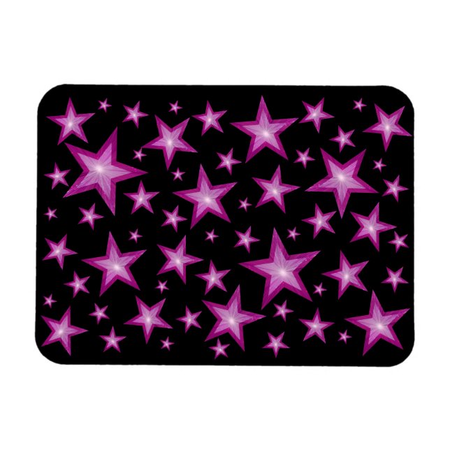 Ímã Estrelas Rosa, preto-magro flexível (Horizontal)