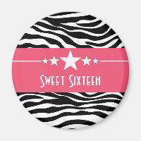 Estrelas Rosa Zebra Impressão Docente 16 Magnet