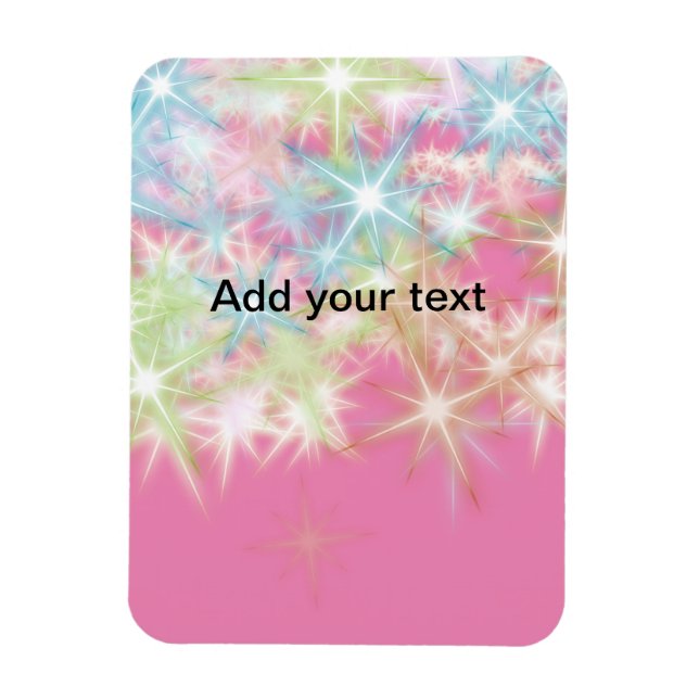 Ímã Estrelas simples de brilho rosa em glitter adicion (Vertical)