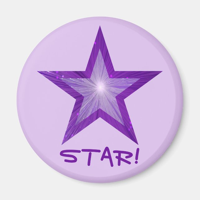 Imã Estrelo Purple Star 'STAR!' redondo pálido (Frente)